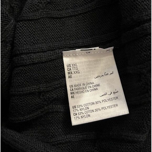 Club Room Mens XXL Black Cable Knit 1/4-Zip Cotton Blend Pullover Sweater $75 - Picture 4 of 4